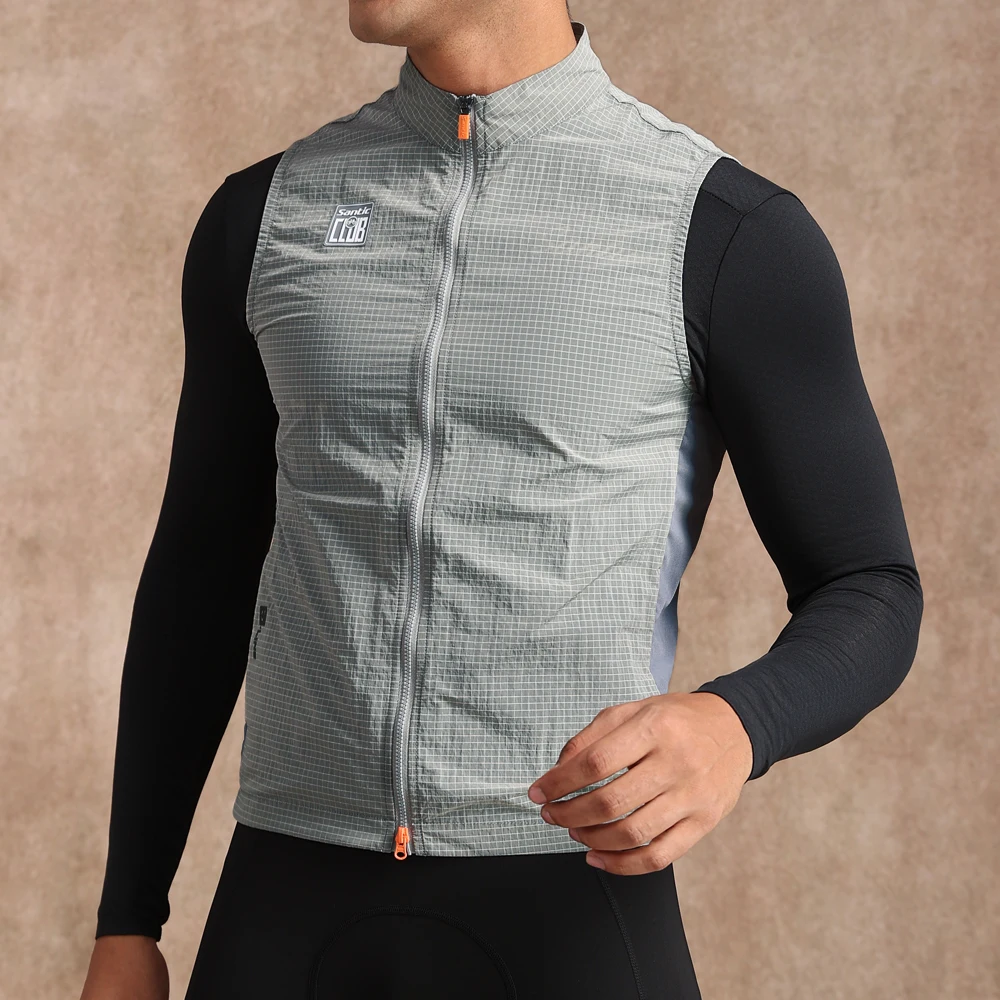 Men Cycling Vest Windproof Lightweight Cycling Vest Sleeveless Clothes for Men and Women Santic WZ24C07048