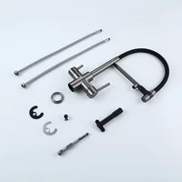 Gunmetal ก๊อกน้ำสำหรับห้องครัวทองเหลือง3วิธีอ่างล้างจานสีดำ Hose Mount ดึง Dual หัวฉีดสเปรย์น้ำห้องครัวก๊อก 6