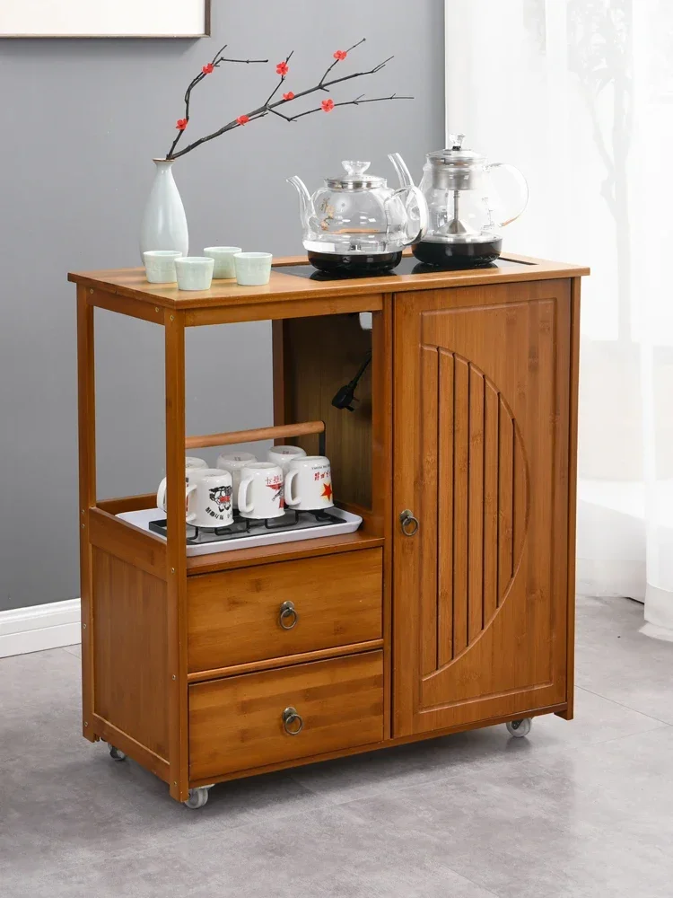 Mobile tea cabinet, household small tea table, boiling water, tea making integrated office sidea set, storag