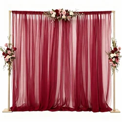 Elegant Burgundy Sheer Curtain - 4pcs 1.6x3m (Burgundy)
