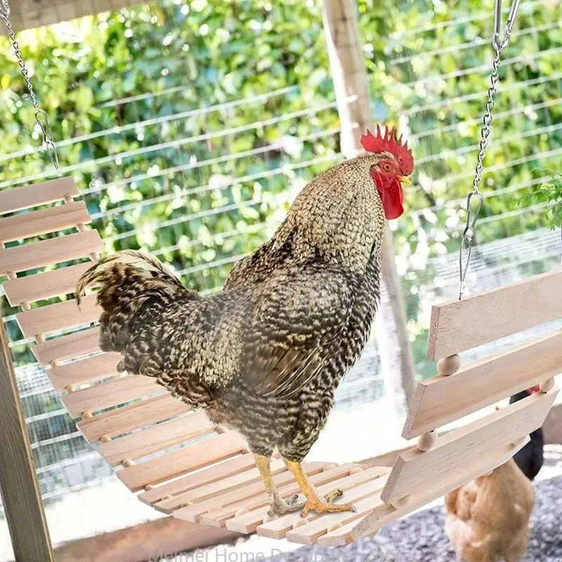 H7BF Chicken Swing Ladder for Hens Bird Large Perch Easy to Install Total Length 44" for Parrot Macaw Training