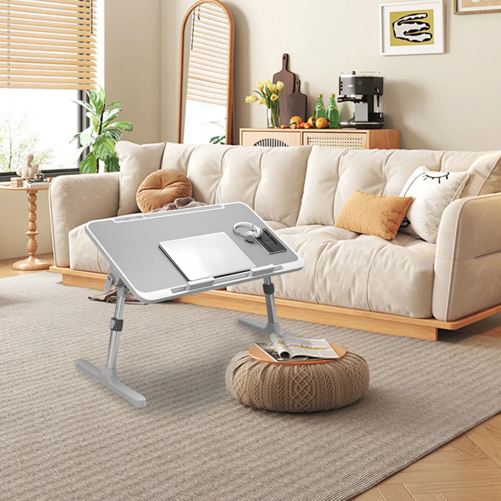 Klappbarer Laptop-Tisch für Bett & Sofa, Verstellbarer Laptop-Betttisch, Tragbarer Schoßtisch zum Lernen, Bett-Aufsatztisch – Detail 8