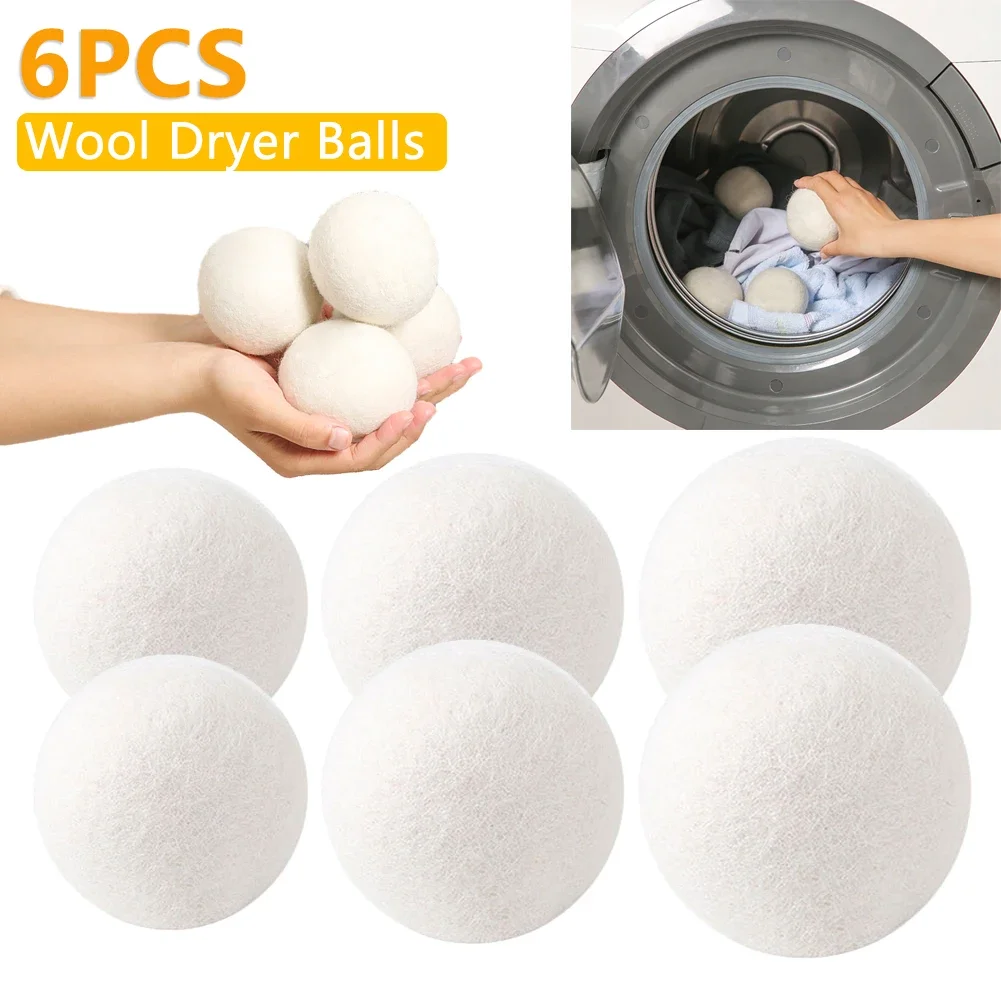 1-6PCS Wool Dryer Balls Reusable Softener Fluff Laundry Washing Machine Fleece Drying Clothes Washer Dry Balls Washing