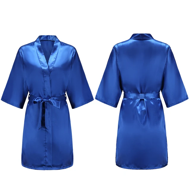 Robes courtes et soyeuses pour femmes, en Satin, pour demoiselle d'honneur, fête de mariée, vêtements de nuit
