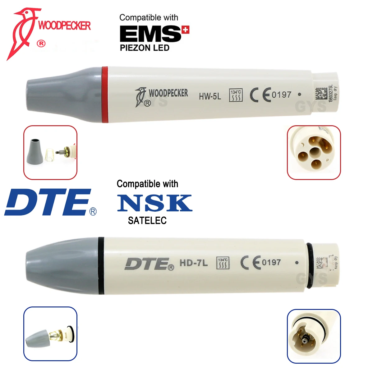

Woodpecker DTE Dental Ultrasonic Scaler Handpiece LED Light HW-5L HD-7L Fit EMS UDS NSK SATELEC Dentistry Teeth Whitening Tools