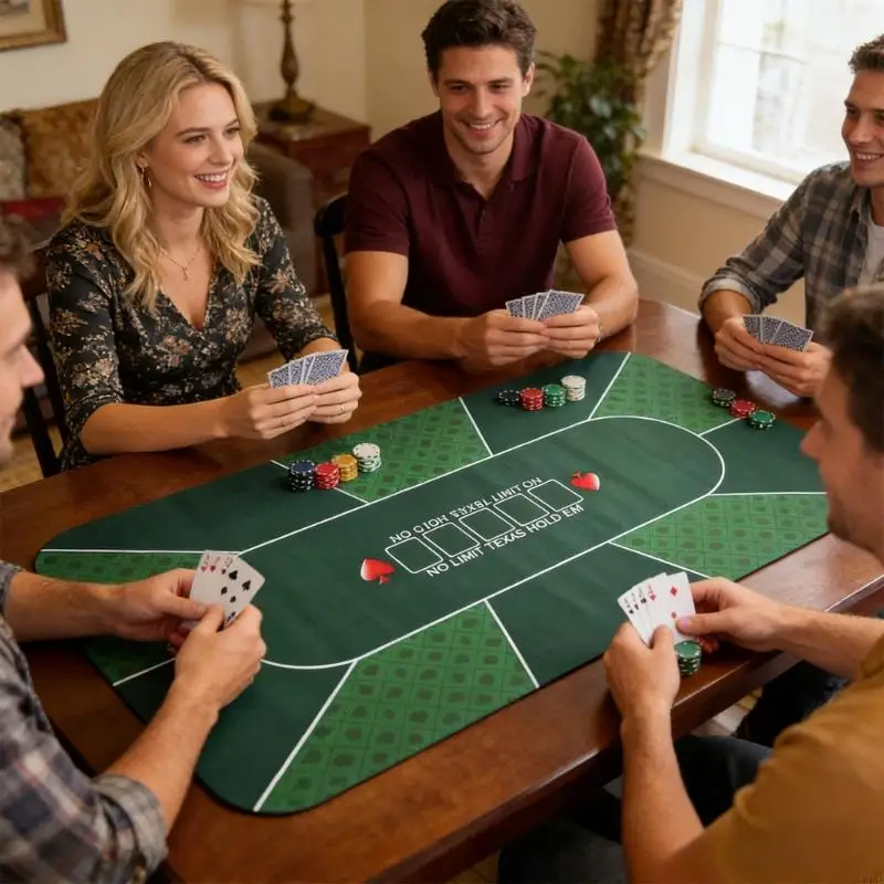 Große Pokertischabdeckung für 6 bis 8 Spieler mit glatter Textur und tragbarer Aufbewahrungstasche A2UB – Detail 9