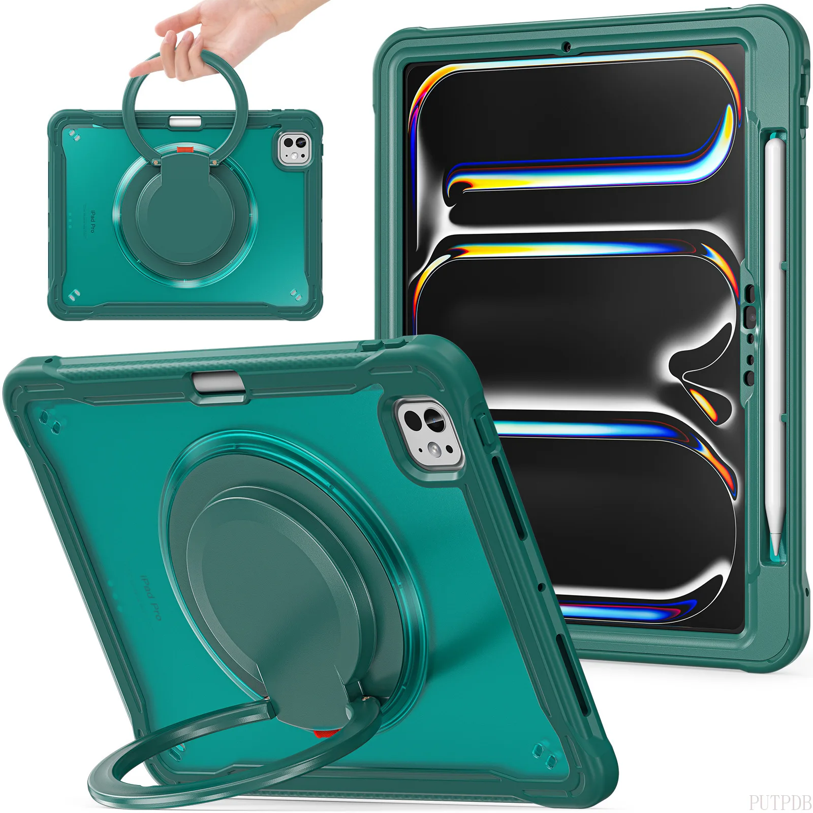 Heavy Duty Shockproof Tablet Case with Kickstand and Hand Strap
