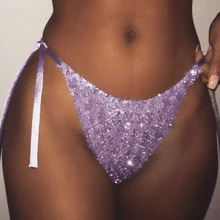  Ice Silk Hot Sexy Panties Metal Chain Briefs Thin Thongs Erotic Women's Underwear Low Waist Traceless Seamless Girls G String 