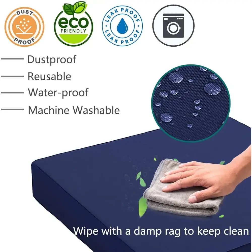 Waterproof Outdoor Cushion Covers Set of 4 Durable Fabric Fade Resistant Easy Installation Replacement Patio Furniture Seat 2