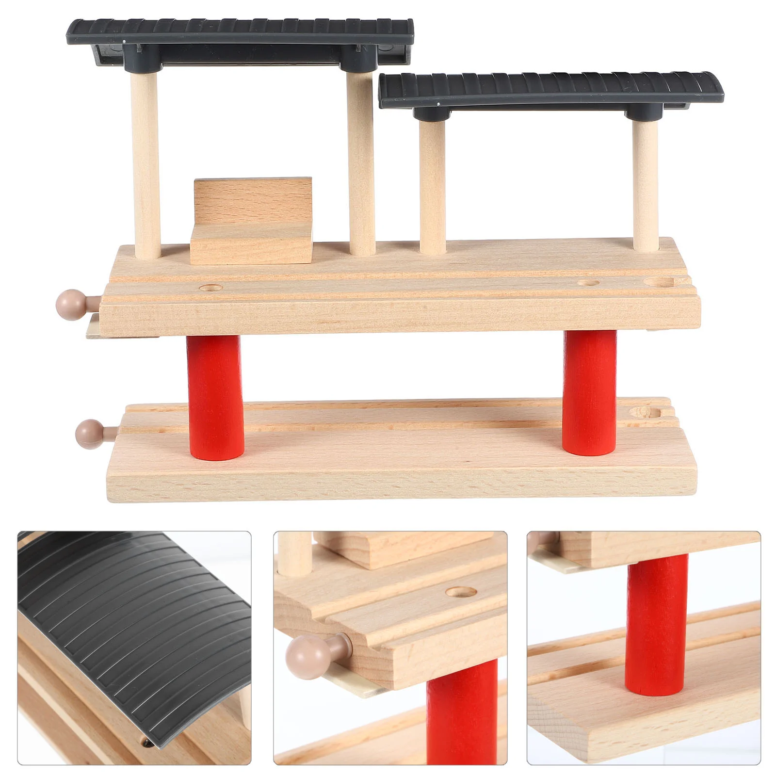 Train Track Accessories Simulation Station Platform Model Kids Toys Railway Decorative Wood DIY Child Woody