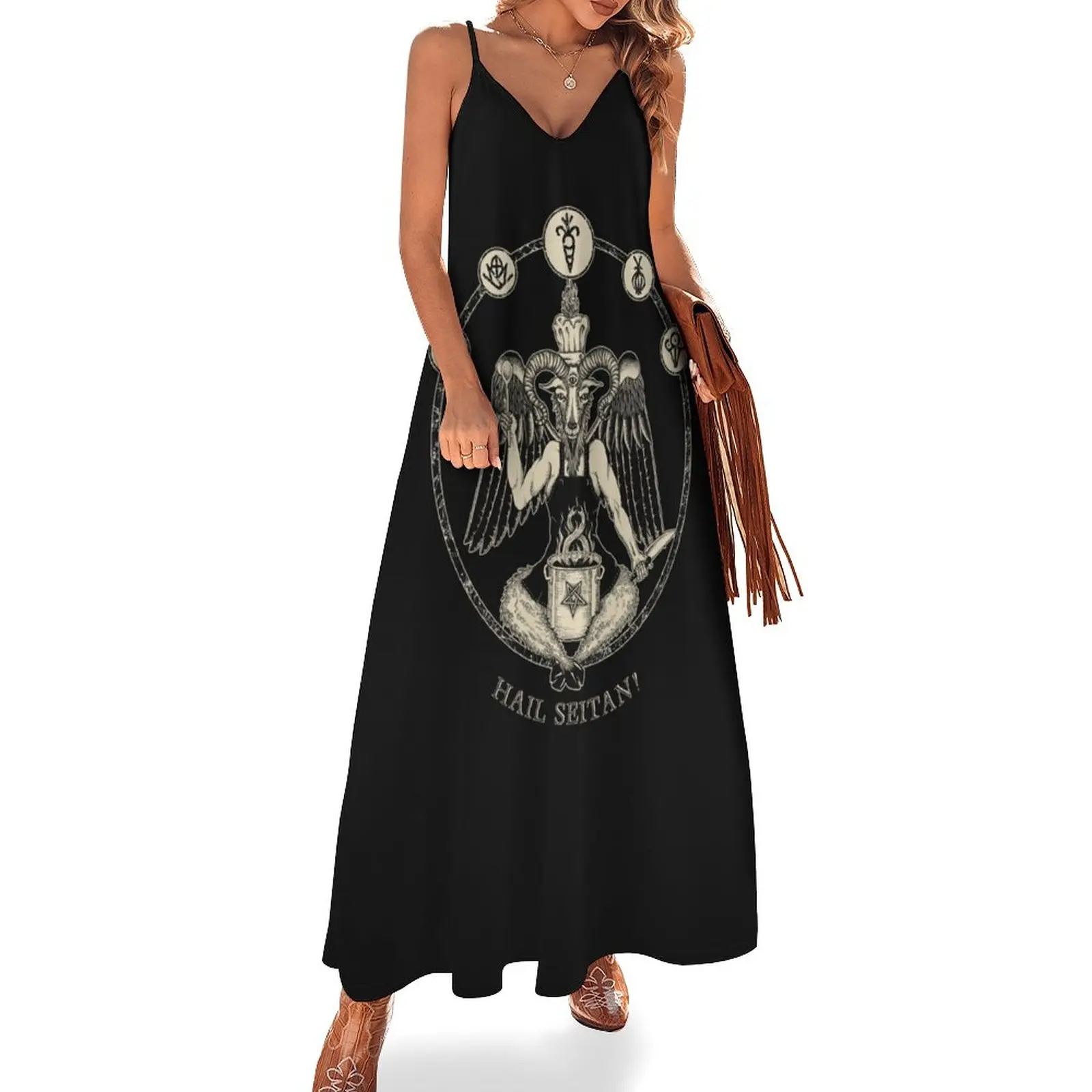 

New Vegan Chef Baphomet: Hail Seitan! Sleeveless Dress fairy dress dress women elegant luxury