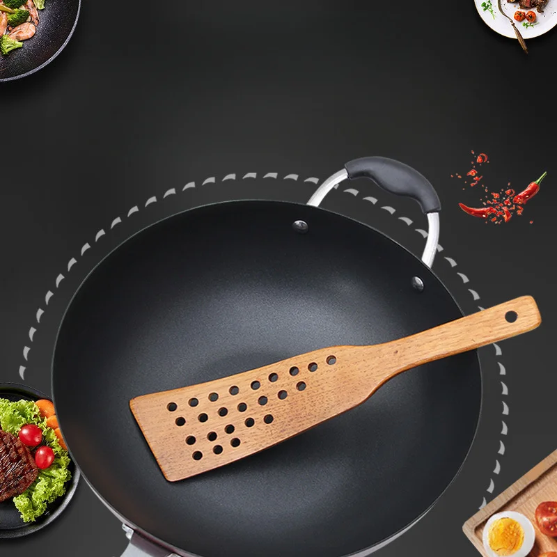 3Pcs Non-Stick Turner Multifunctional Household Wooden Spatula Pancake Cooking Shovel Turner Slotted Spatula Kitchen Gadgets