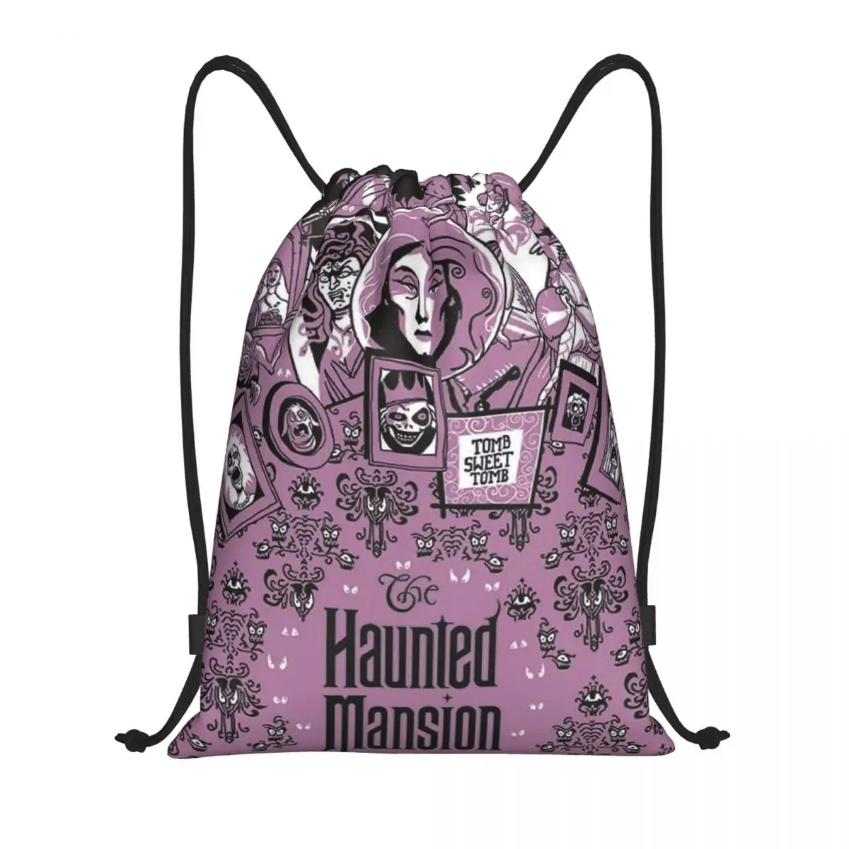 

Haunted Mansion Montage Drawstring Backpack Sports Gym Bag for Men Women Halloween Horror Film Training Sackpack
