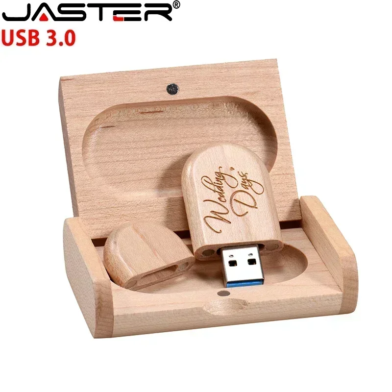 JASTER USB 3.0 Flash Drive, Wooden Box Bamboo Custom Logo Memory Stick, 128GB 64GB 32GB, Wedding Gift - Image 3