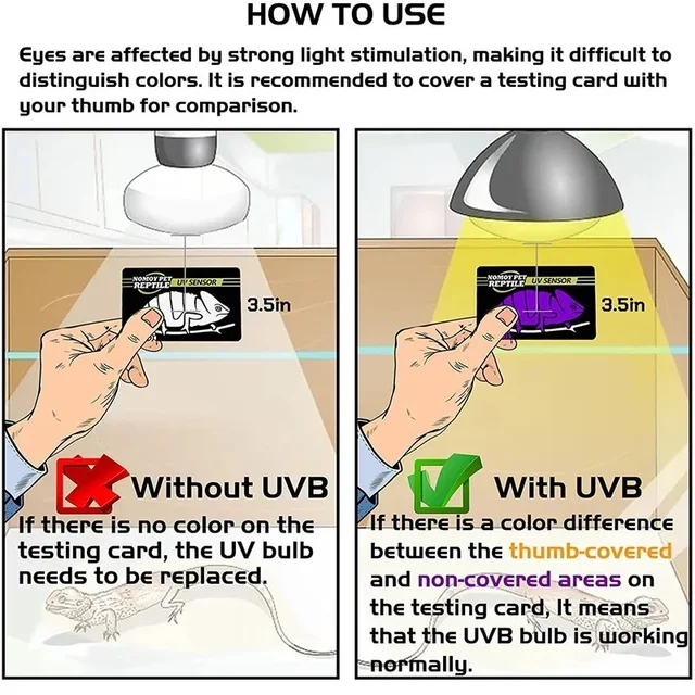 2PCs UV Test Card Reptiles UVA UVB Light Lamp Bulb Test Card UV Irradiation Photosensitive Card Reusable Pet Life Detection 4