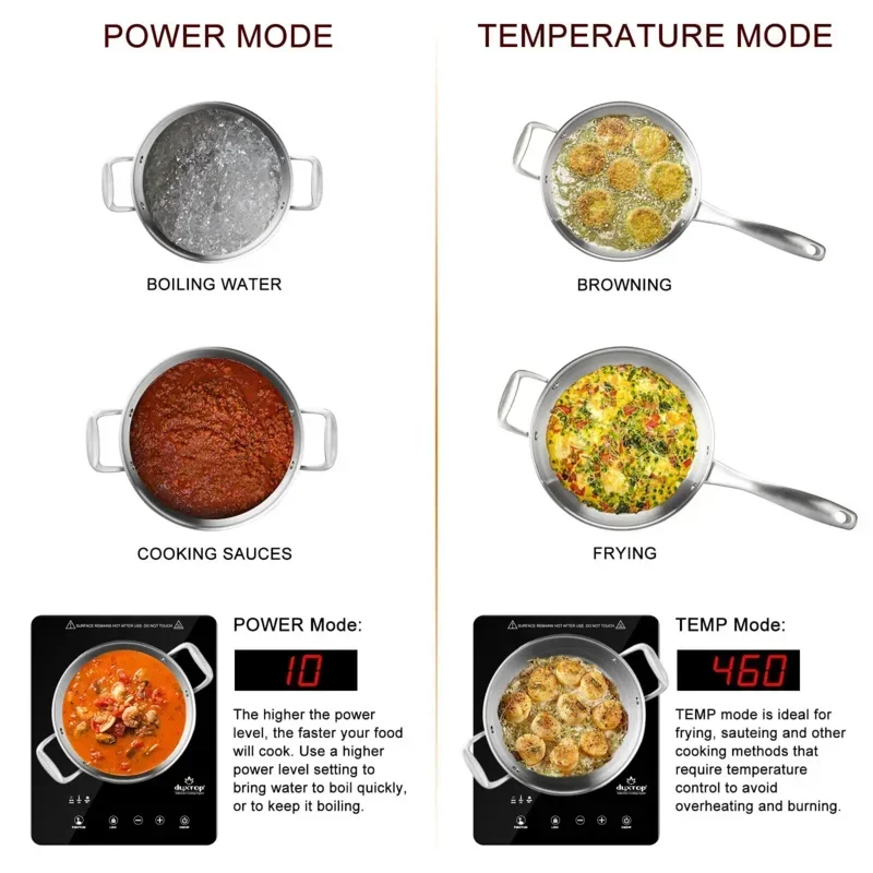 QWSensor Touch Induction Burner,Duxtop Built-in Countertop Burner,Portable Induction Cootop, Safety Lock,1800W BT-200T1/8600BI