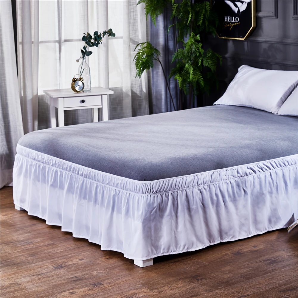 Elastic Bed Skirt Hollow Ruffle Skirt Bed Cover Valance Easy Fit Wrap Around 