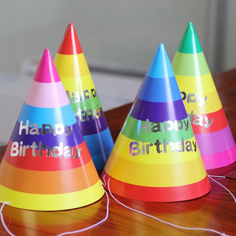 10Pcs Paper Cone Birthday Hats For Girls Boys Party Decorations