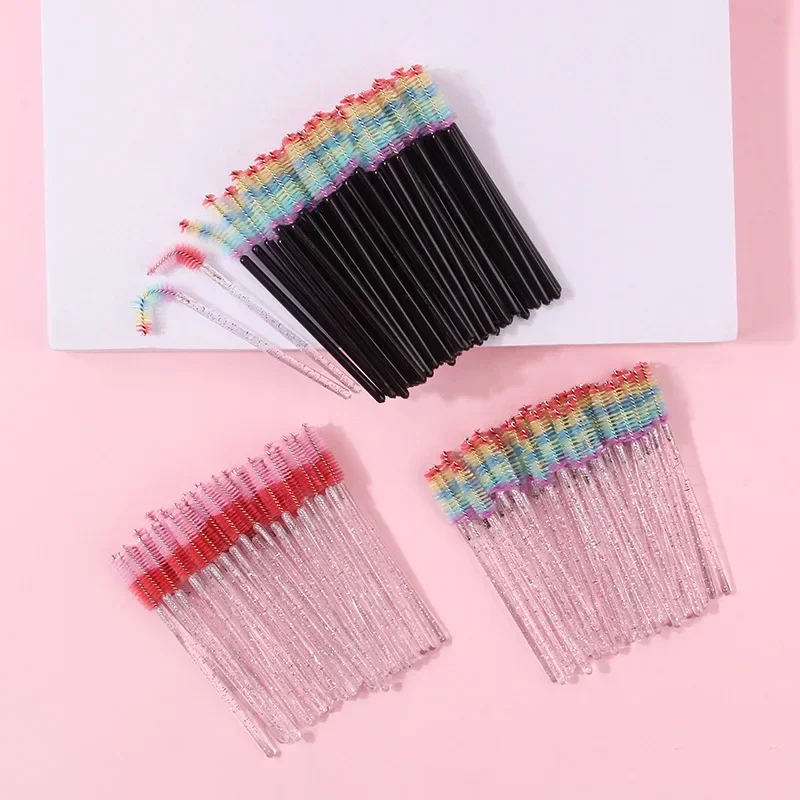 50pcs Colored Eyelash Brush Lash Mascara Wand Eyelash Curler False Lash Extension Tool Bendable Brow Brush Comb LAUKISS 6