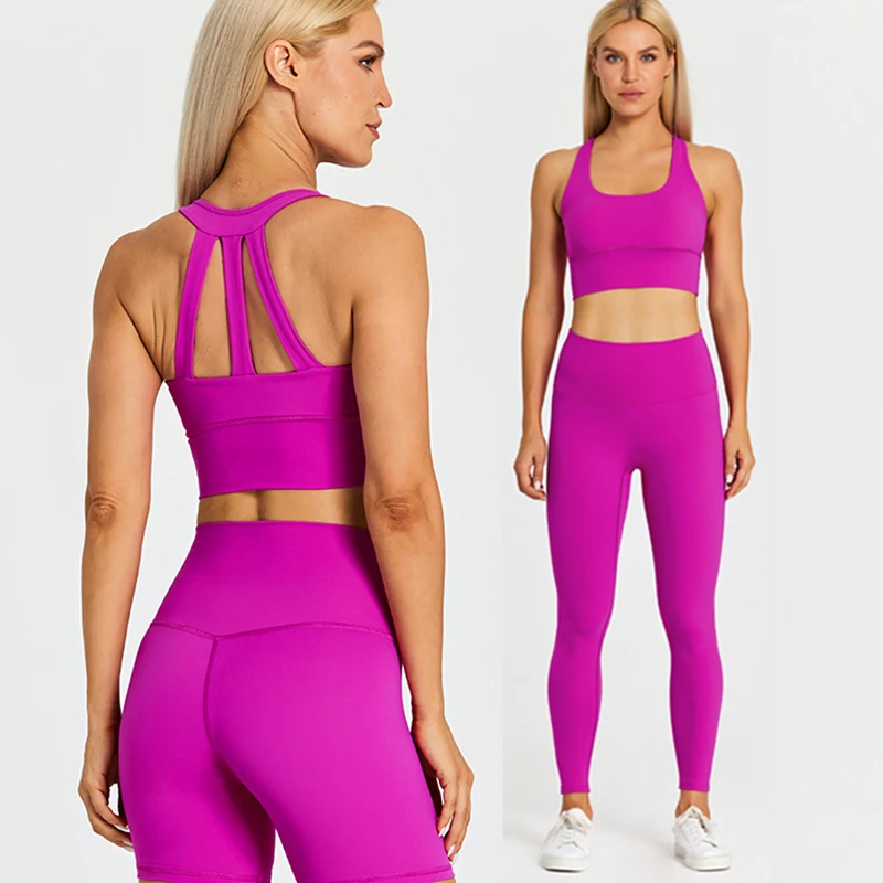 ABS LOLI 2PCS Yoga Set Woman Gym Clothes Workout Sportswear Strappy Sports Bras High Waist Leggings Gym Wear Athletic Sport Suit