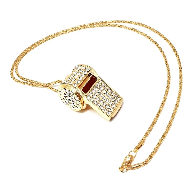 Glamorous Rhinestone Metal Whistle with Keychain
