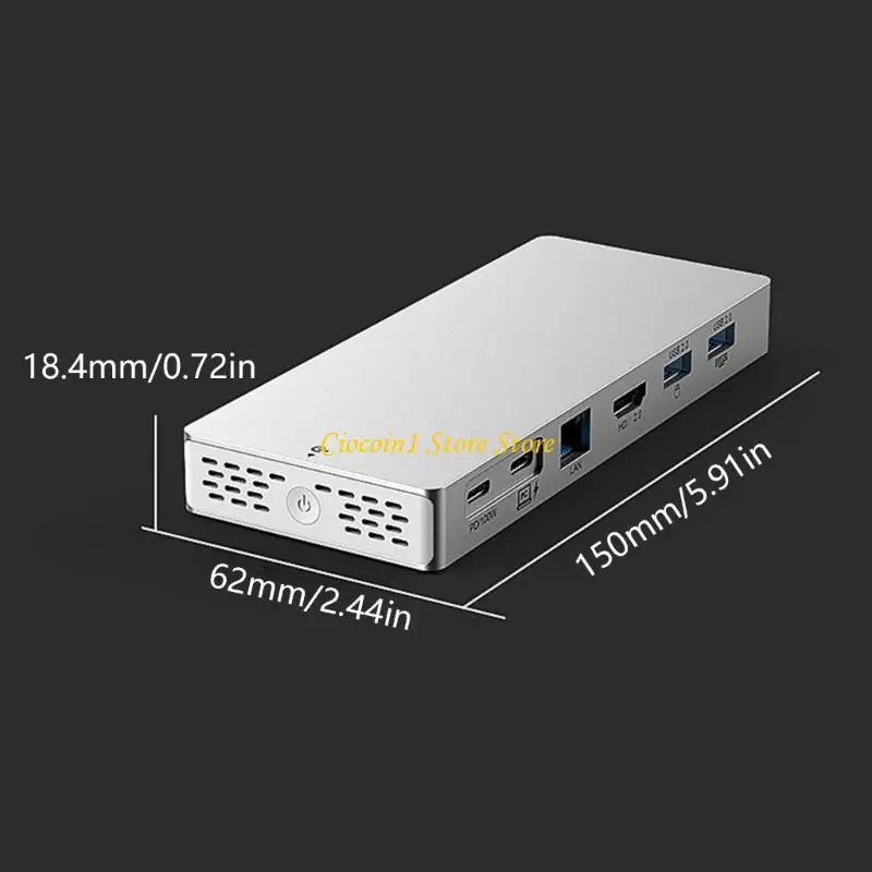 A3PC 알루미늄 USB 3.2 유형 C 허브(HDTV 4K 60Hz 이더넷 및 다중 USB 포트 포함)