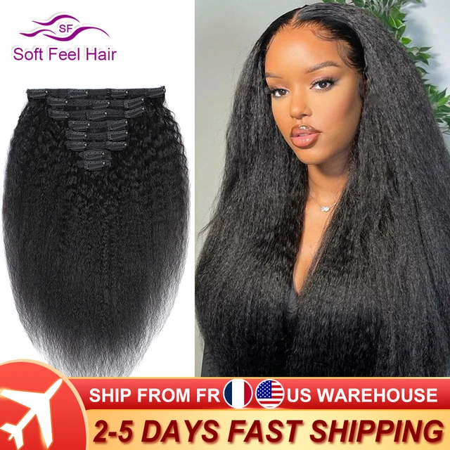 Straight Clip In Real Human Hair Natural Extensions Hair Extension Full  Head Brazilian Clip on Hair Extension for Black Women - AliExpress