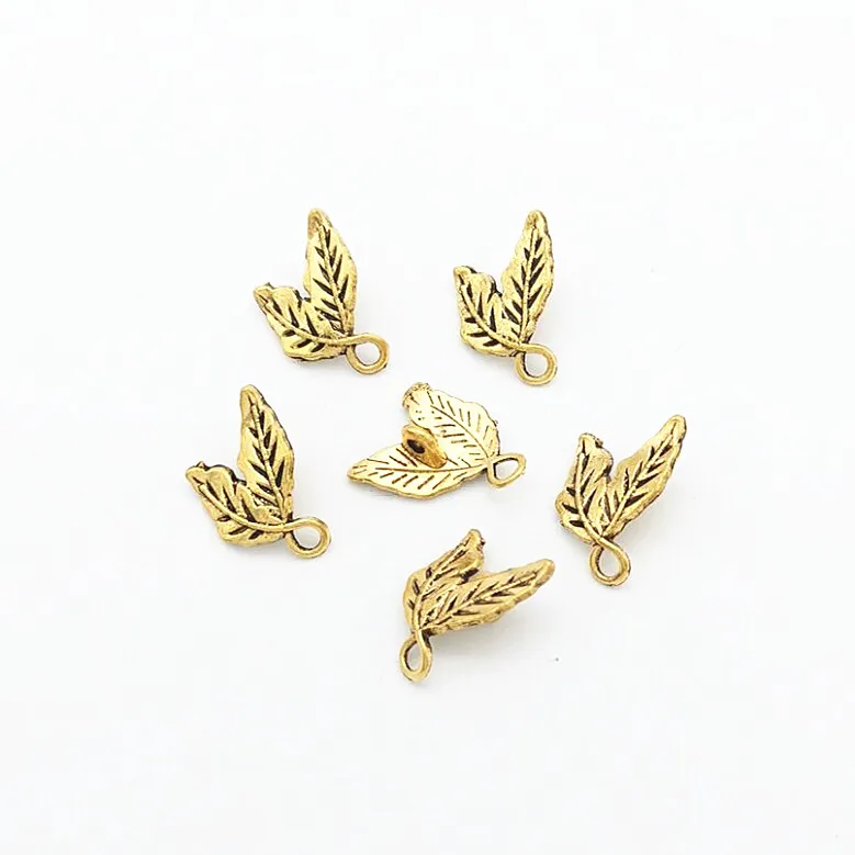 50개(잎 모양) 빈티지 아연 합금 참 금속 펜던트 DIY 쥬얼리 제작 액세서리 1009