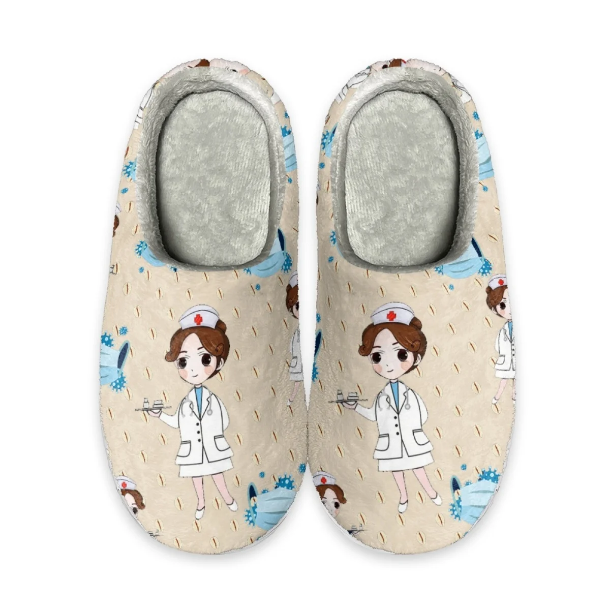 

Beliodome Cartoon Medical Nurse Womens Home Cotton Custom Memory Foam Slippers Indoor Slip On Shoes Lightweight Bedroom Slipper