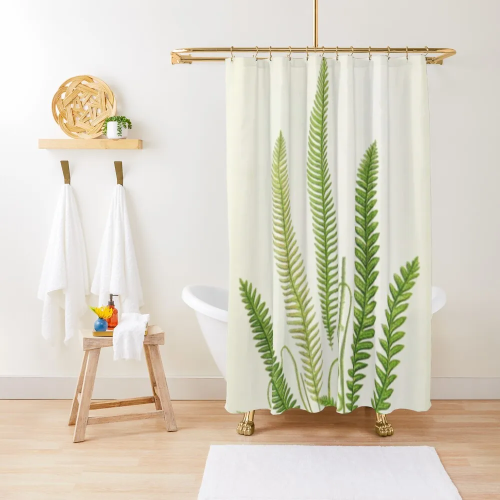 

Wild Ferns Shower Curtain Bathroom Shower Set Washable Waterproof Fabric Shower Elegant Bathroom Curtain