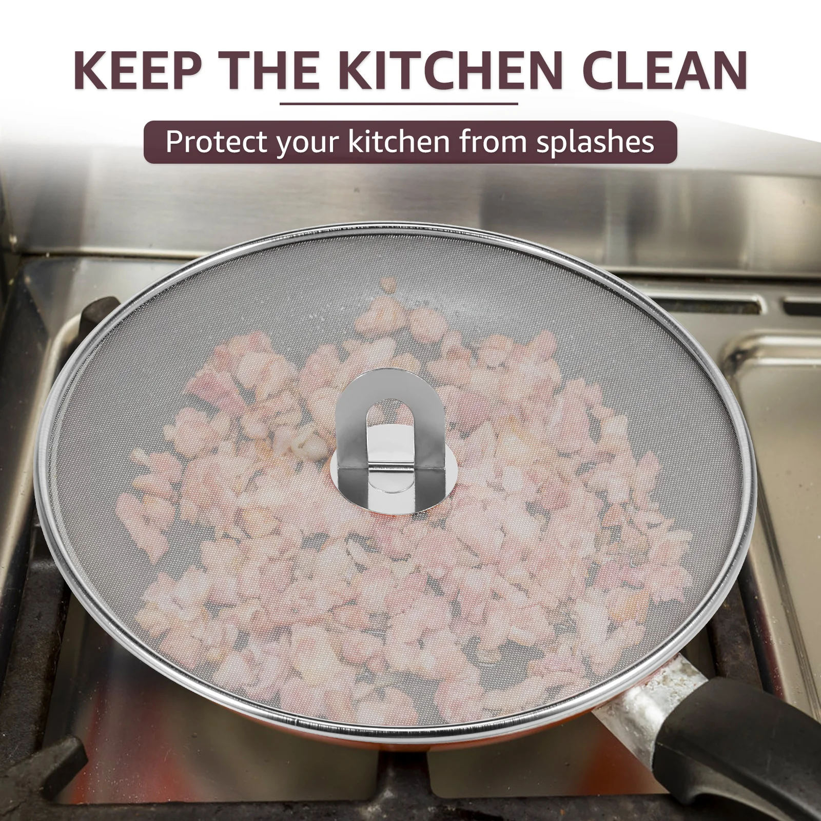 3 Pcs Stainless Steel Splatter Screen Mesh Pot Lid Cover Frying Pan Splatter Screen Oil Proof Strainer for Kitchen Accessories