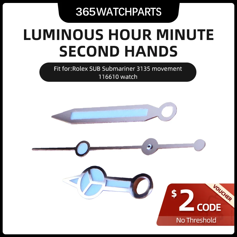 Luminoso Ora Minuti Di Seconda Mano Per Rolex Sub Submariner 3135 Movimento 116610 Orologio Automatico