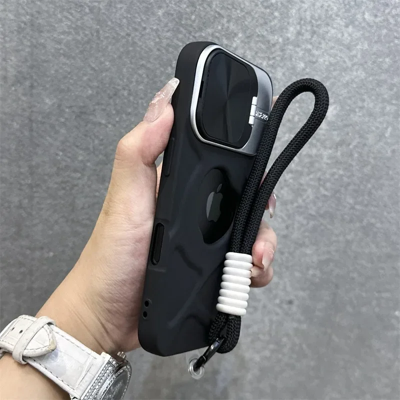 Premium Shockproof Silicone Case with Foldable Camera Protection and Wrist Strap