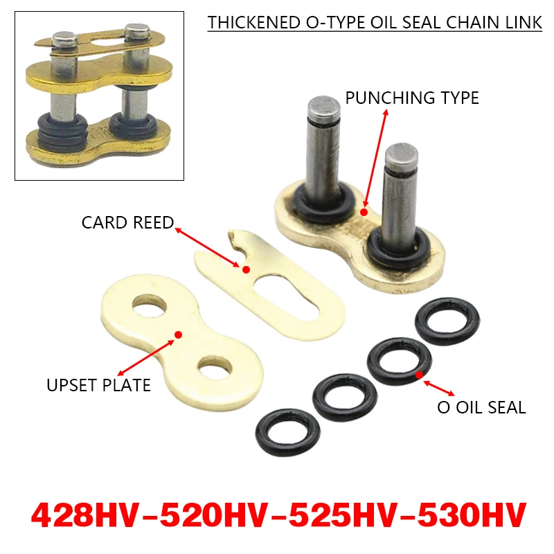 Motorcycle Chain Buckle Ring Link 428 520 525 530 Heavy Chain Connecting Connector Master Joint Link With O-Ring Lock