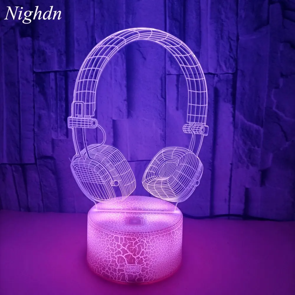 

Headphones Night Light with USB Cable 7 Colors Changing LED 3D Illusion Lamp Game Room Lighting Decor Birthday Gifts for Kids