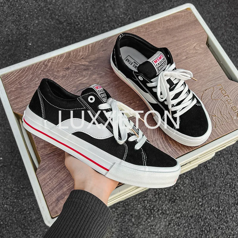 Men Canvas Breathable Vulcanized Shoes Spring New Fashion Student Canvas Non Slip Wear Resistant Thick Soled Casual Sports Shoes 2