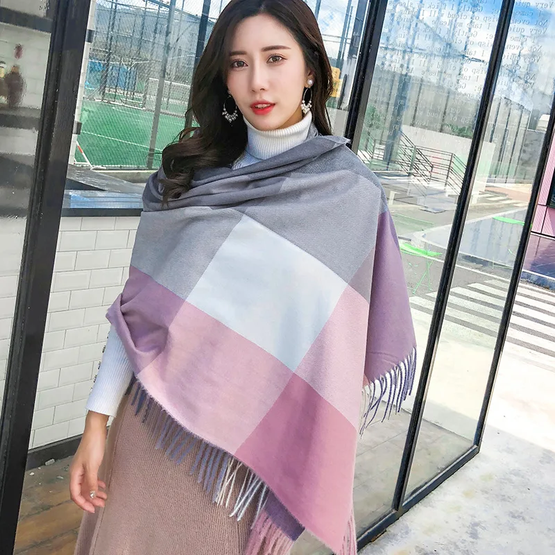 

2022 Women Winter Plaid Cashmere Scarf Luxury Design Colorful Soft Tassle Shawl Wraps Large Warm Neck Pashmina Bufandas for Men