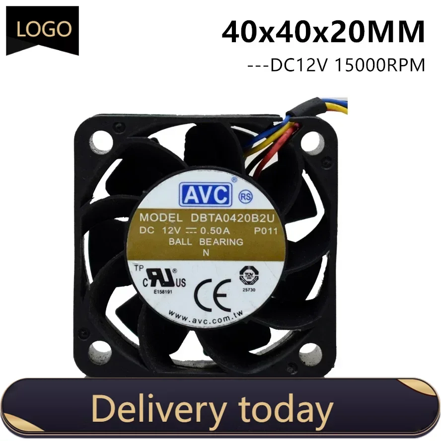 3PCS  AVC 4020 40x40x20MM 40MM Server Fan 15000RPM DBTA0420B2U DC 12v 0.5A 4PIN PWM