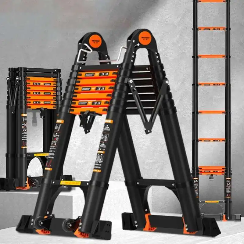 Multifunction Folding Ladder Aluminum Alloy Telescopic Ladder Thickened Herringbone Portable Lift Engineering