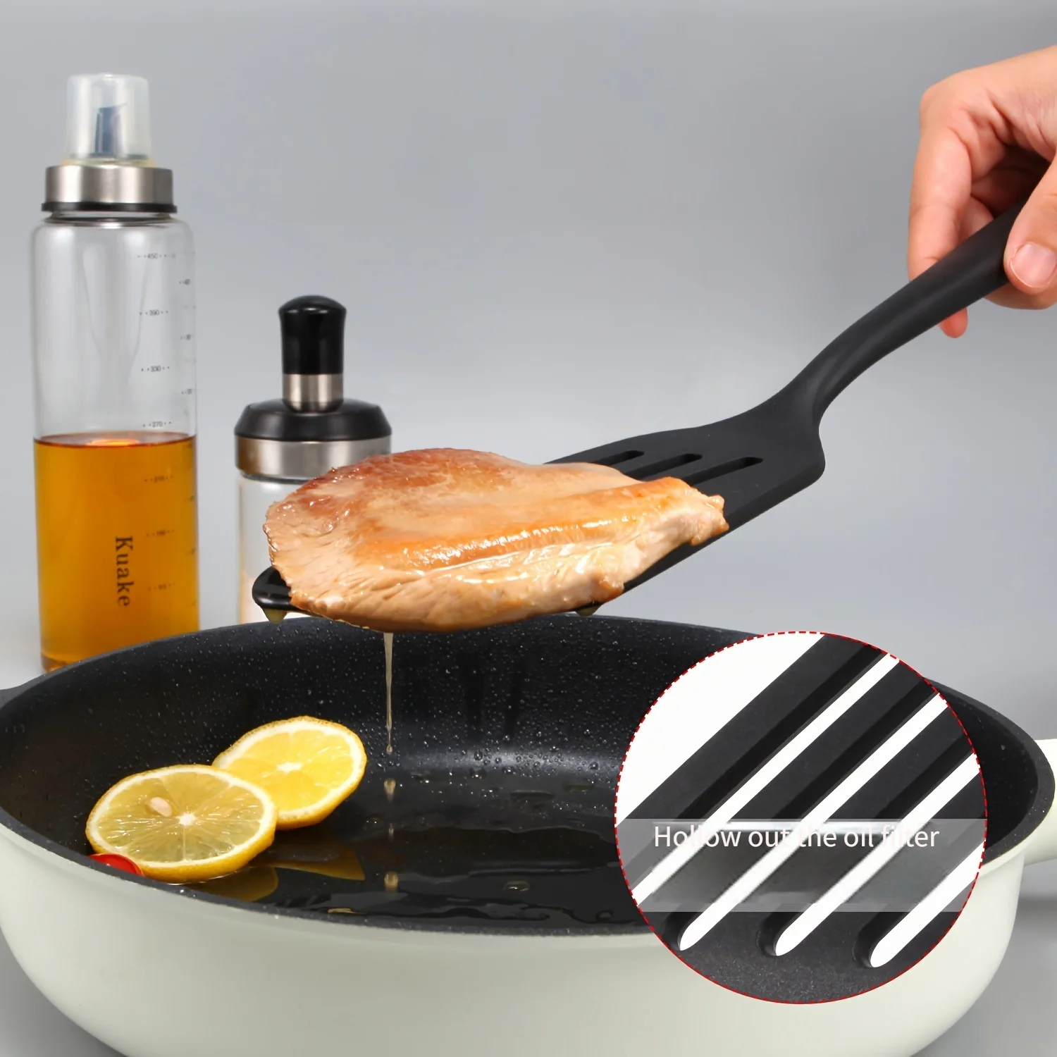 Stainless Steel Silicone Cooking Spatula Deep Frying Pan Noodle Silica Gel Pancake