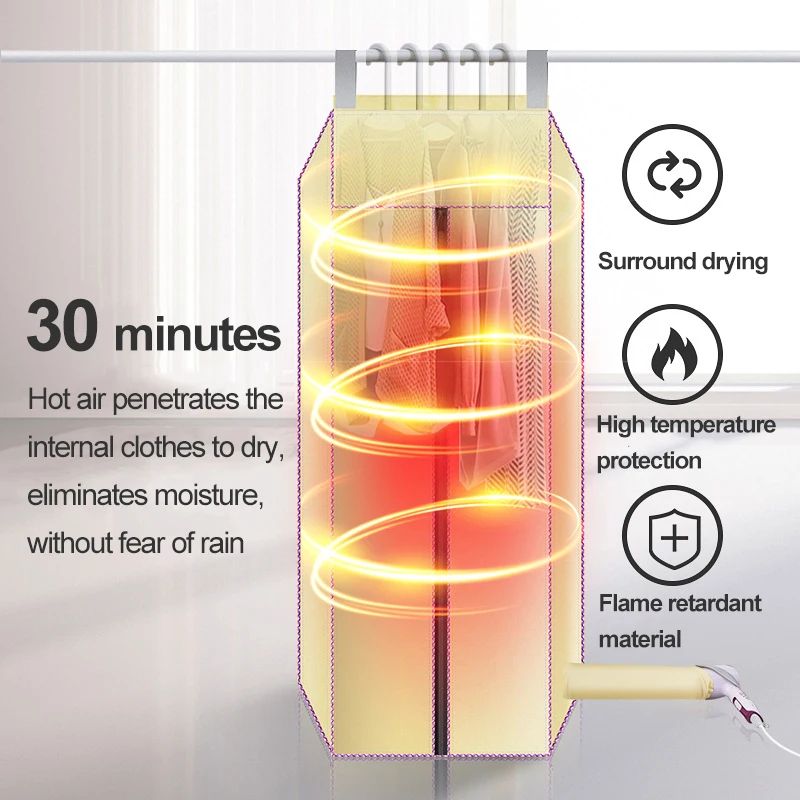 Portable Electric Clothes Dryer Folding Mini Travel Quick Drying Clothes Warm Air Baby Cloth Dryer Wardrobe Storage Cabinet 2