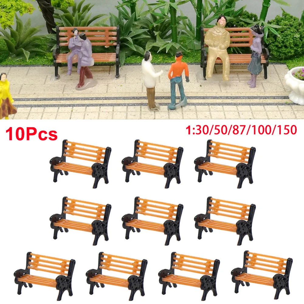 

10Pcs 1:30/50/87/100/150 Scale Park Benches Model Train Dollhouse Miniature Bench Settee Scene Layout Furniture Toys Park Chair