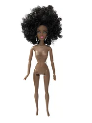 African Black Hair Multi - Jointed Doll - 30cm Height, Perfect for DIY Dress - Up Girls Toys (Black Skin - C)
