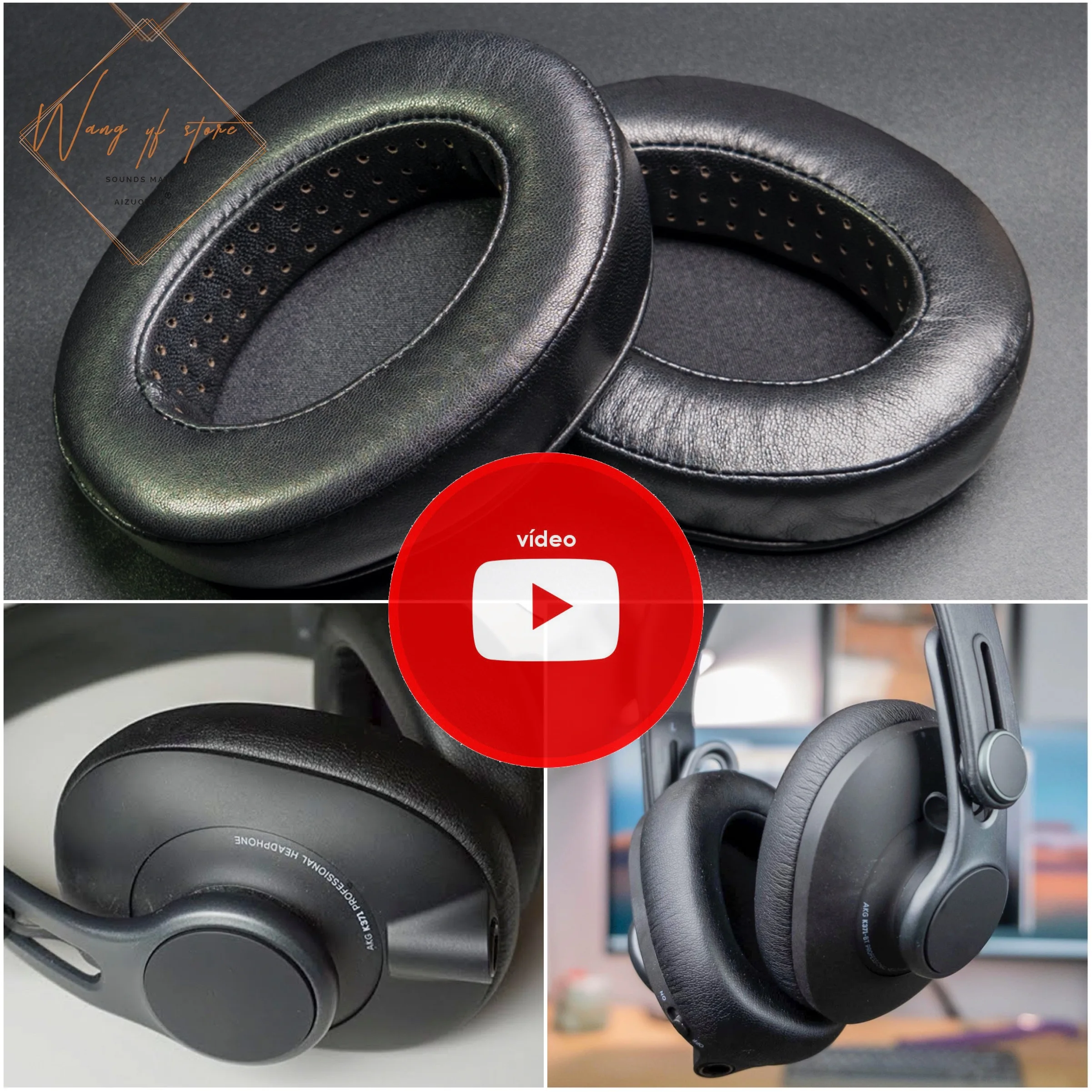 Almofadas de Orelha de Pele Carneiro Almofada de Espuma para Akg K371 Fones de Ouvido Couro Real Substituição de Pele de Cordeiro Earpads Manga Fone Ouvido Earmuff