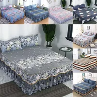3 Pcs Bedding Classic Lace Bedspread Bed Skirt Bedding Set Home Textile Elastic Fitted Mattress Cover with 2pcs Pillow Covers 3