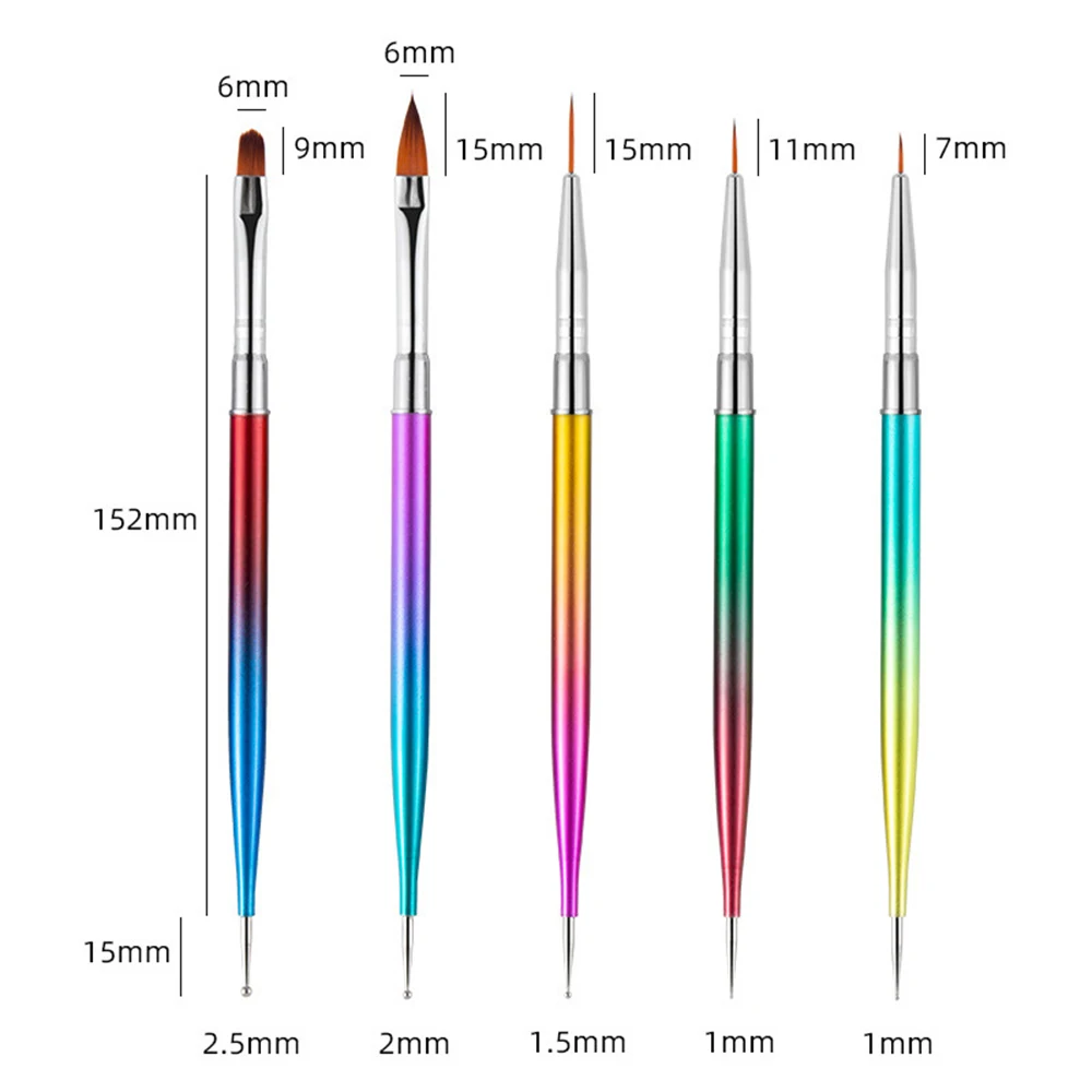 Double Head Nail Art Brushes Dotting Pen Multi-functional Gel Polish Liner Design Tools Carved Brush 7-15mm Line Detail Pen 3