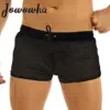 Mens Casual Swimming Wear Shorts Soft See Through Swimsuit Fabric Drawstring Lightweight Boxer Shorts Panties for Pool Party 1