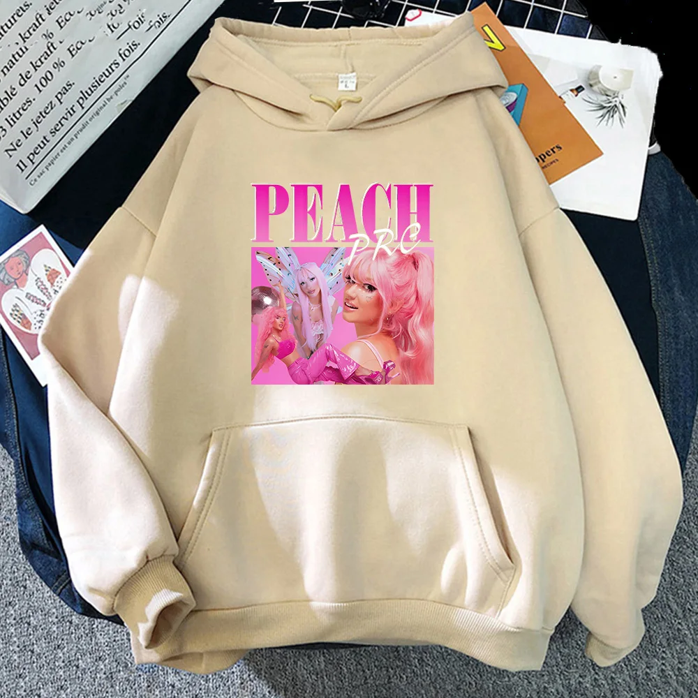 Peach PRC Hoodies Long Sleeve Gothic Comfortable Sweatshirts Graphic Printing Harajuku Fleece Clothing Sudaderas Retro Pullovers 3
