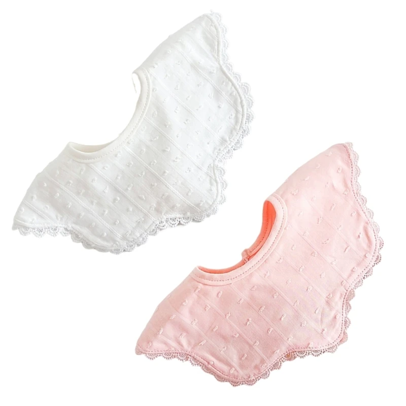 

Pretty Lace Trimmed Baby Bibs with Intricate Embroidery Make Baby Looking