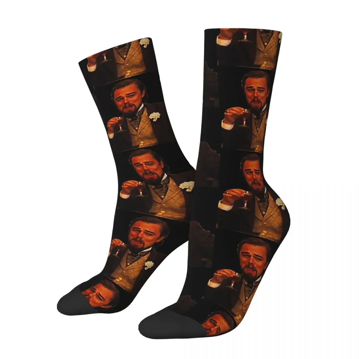 

Laughing Leonardo DiCaprio Socks Harajuku High Quality Stockings All Season Long Socks Accessories for Unisex Gifts